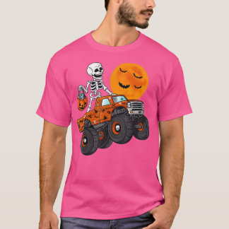 Halloween Skeleton Riding Monster Truck Toddler Bo T-Shirt