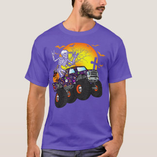 Halloween Skeleton Riding Monster Truck Toddler Bo T-Shirt
