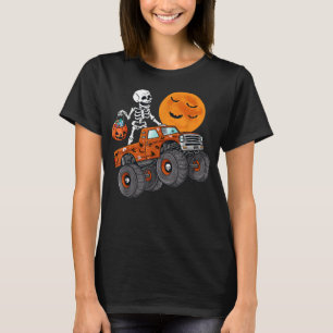 Halloween Skeleton Riding Monster Truck Toddler Bo T-Shirt
