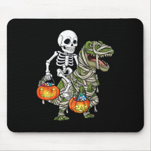Halloween Skeleton Riding Mummy Dinosaur T Rex Fun Mouse Mat