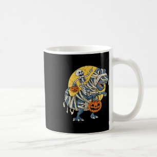 Halloween Skeleton Riding Mummy Dinosaur T Rex Pum Coffee Mug