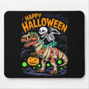 Halloween Skeleton Riding Mummy T Rex Dinosaur Sca Mouse Mat
