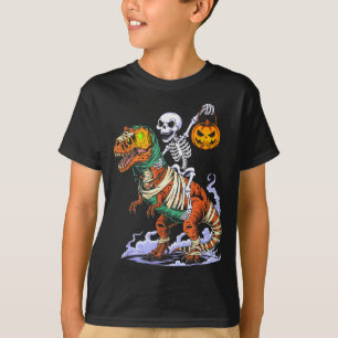 Halloween Skeleton Riding Mummy T Rex Dinosaur Sca T-Shirt