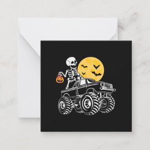 Halloween Skeleton Riding Truck Birthday Card