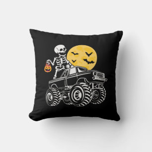 Halloween Skeleton Riding Truck Birthday Cushion