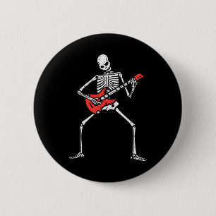 Halloween Skeleton Rock Guitar Costume Rocker Men  6 Cm Round Badge