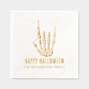 Halloween Skeleton Rock Hand Modern Custom Foil Napkins