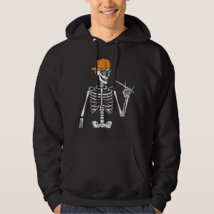 Halloween Skeleton Rock Hand Playing Drums Men Hoodie