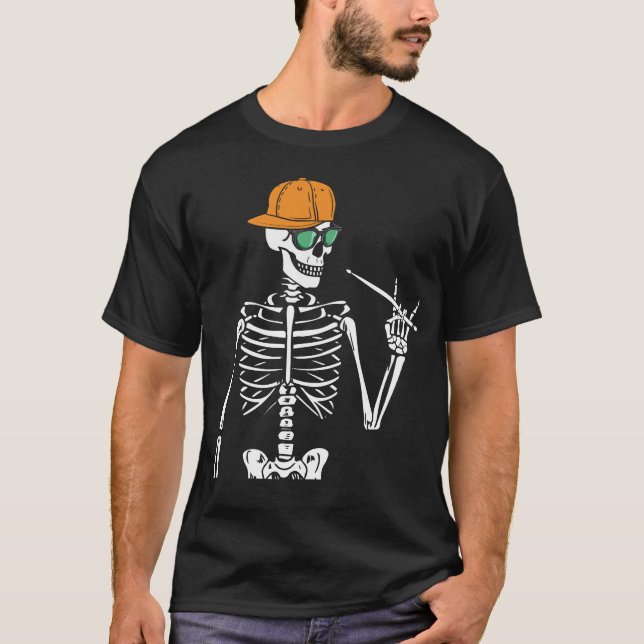 Halloween Skeleton Rock Hand Playing Drums Men T-Shirt (Front)
