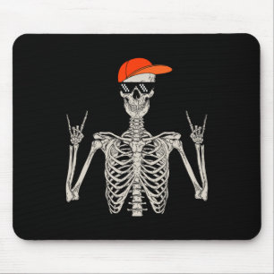 Halloween Skeleton Rock On Hand Skeleton Men Boys Mouse Mat