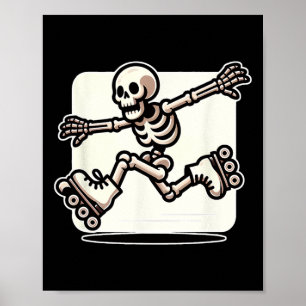 Halloween Skeleton Roller Skating Skater  Poster