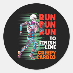 Halloween Skeleton Runner Creepy Cardio Jogger Spo Classic Round Sticker