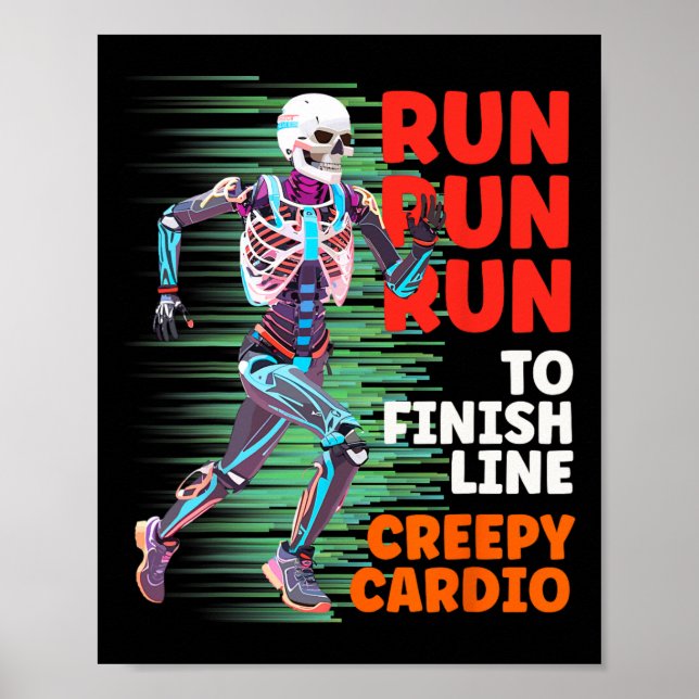 Halloween Skeleton Runner Creepy Cardio Jogger Spo Poster (Front)