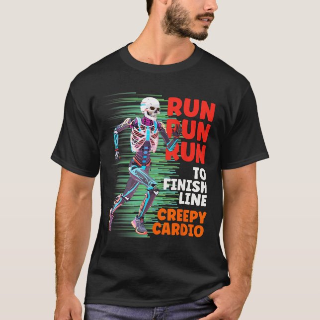 Halloween Skeleton Runner Creepy Cardio Jogger Spo T-Shirt (Front)