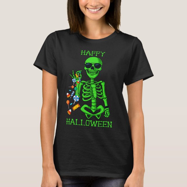 Halloween Skeleton Salting Candy Fun 1 T-Shirt (Front)