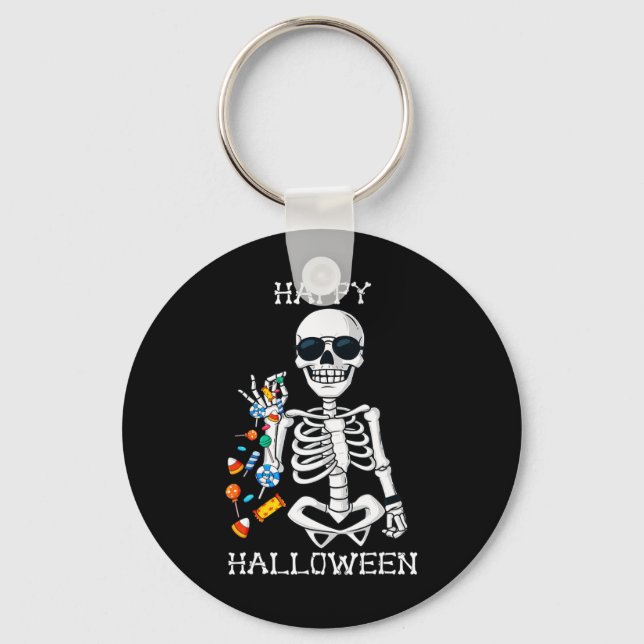 Halloween Skeleton Salting Candy Fun  Key Ring (Front)