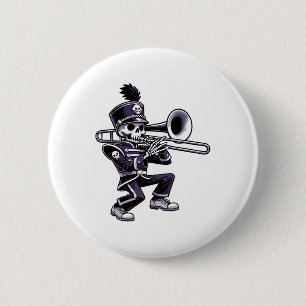Halloween Skeleton School Marching Band Trombone P 6 Cm Round Badge