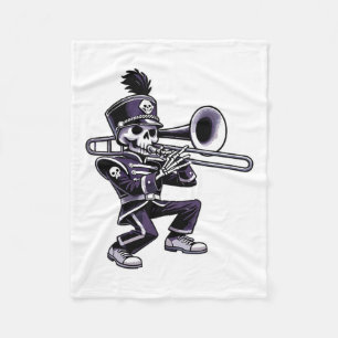 Halloween Skeleton School Marching Band Trombone P Fleece Blanket