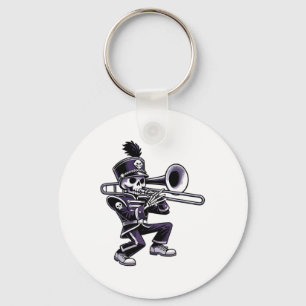Halloween Skeleton School Marching Band Trombone P Key Ring
