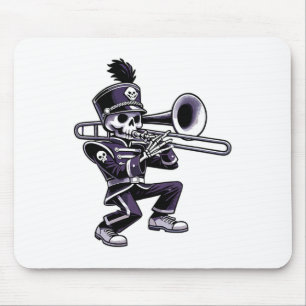 Halloween Skeleton School Marching Band Trombone P Mouse Mat