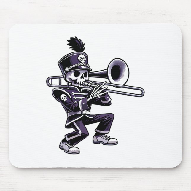 Halloween Skeleton School Marching Band Trombone P Mouse Mat (Front)