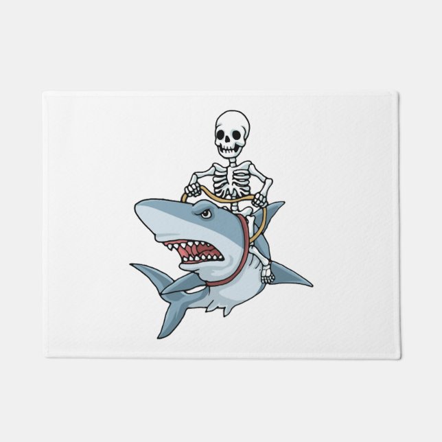 Halloween Skeleton Shark Funny Halloween Gift Doormat (Front)