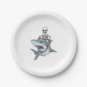 Halloween Skeleton Shark Funny Halloween Gift Paper Plate