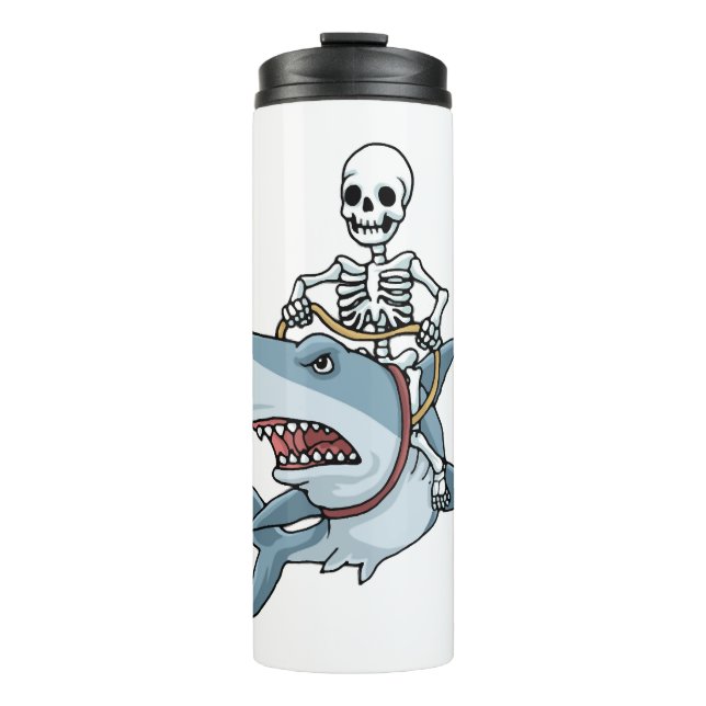Halloween Skeleton Shark Funny Halloween Gift Thermal Tumbler (Front)