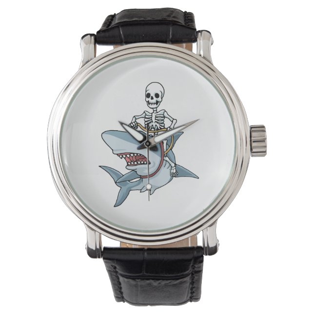 Halloween Skeleton Shark Funny Halloween Gift Watch (Front)