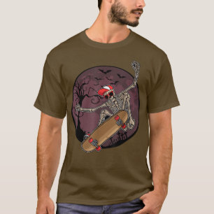 Halloween Skeleton Skater Funny Skateboard Kids Bo T-Shirt
