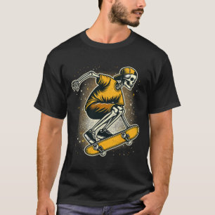 Halloween Skeleton Skater Skateboard T-Shirt
