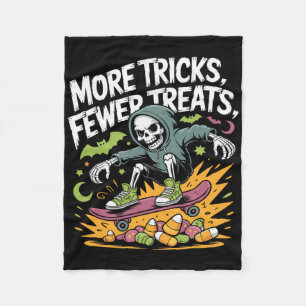 Halloween Skeleton Skater Tricks Skull Skateboard Fleece Blanket
