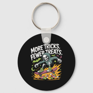 Halloween Skeleton Skater Tricks Skull Skateboard  Key Ring