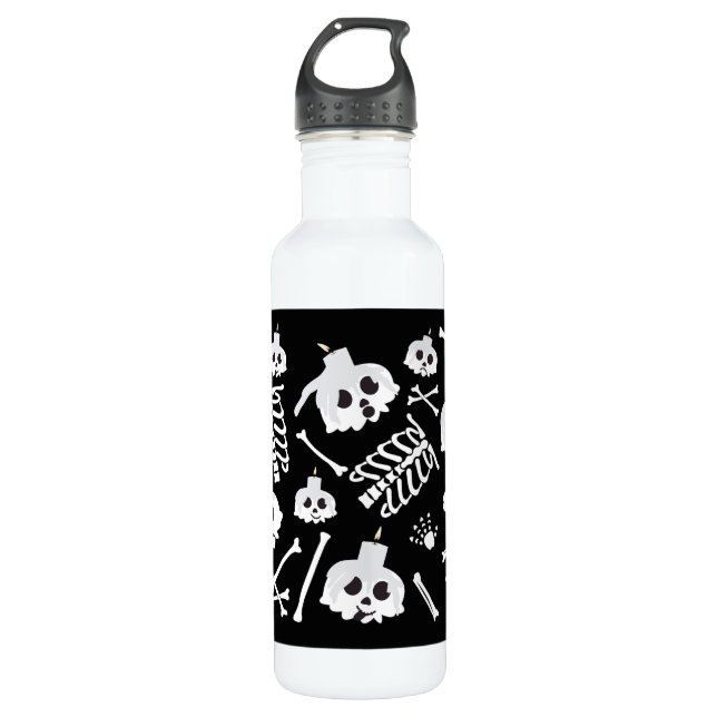 Halloween Skeleton Skull Bones 710 Ml Water Bottle (Front)