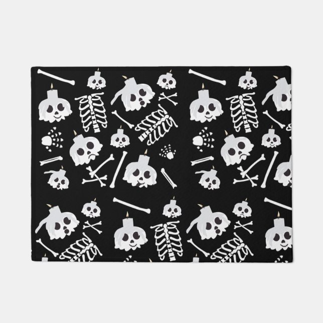 Halloween Skeleton Skull Bones Pattern Doormat (Front)
