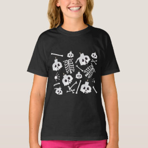 Halloween Skeleton Skull Bones Pattern T-Shirt