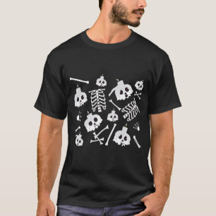 Halloween Skeleton Skull Bones Pattern T-Shirt