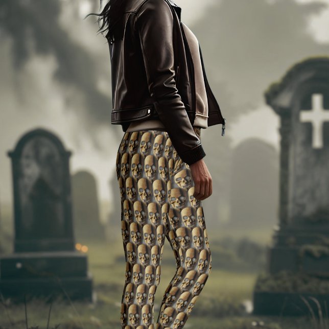 Halloween Skeleton Skull Pattern Spooky Leggings (Dare to wear these spooky skull pattern leggings?)