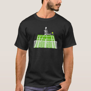 Halloween Skeleton Skull Playing Tennis Sport Racq T-Shirt