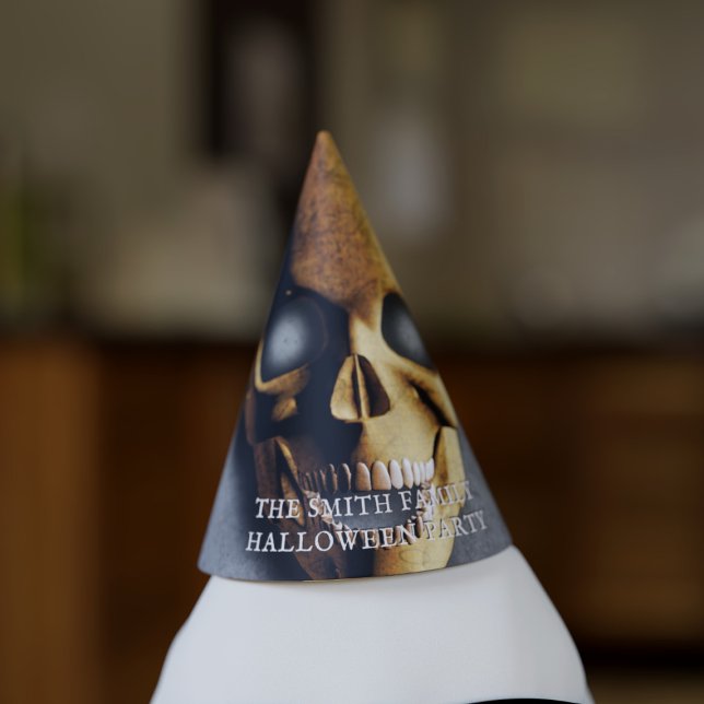 Halloween Skeleton Skull Spooky Paper Party Hat (A spooky halloween party hat. Just add your name)