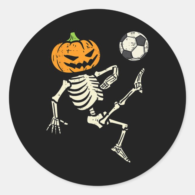 Halloween Skeleton Soccer Football Costume Boy Kid Classic Round Sticker (Front)