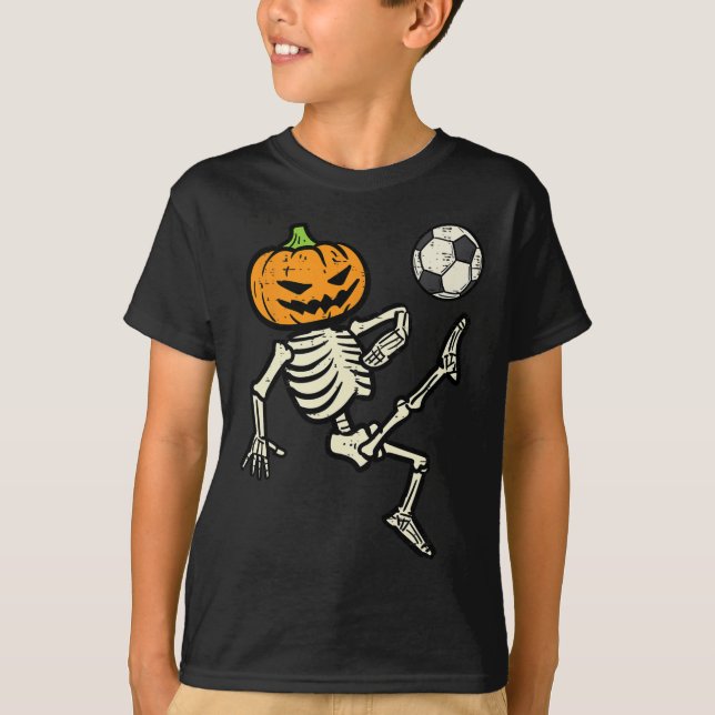 Halloween Skeleton Soccer Football Costume Boy Kid T-Shirt (Front)