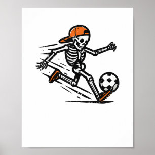 Halloween Skeleton Soccer Football Costume Men Poster