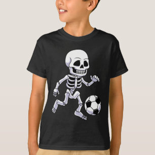 Halloween Skeleton Soccer Player Boys Kids T-Shirt