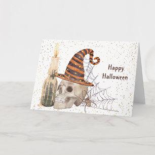 Halloween Skeleton Spider Web Candle Card