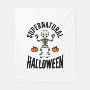 Halloween Skeleton Supernatural Funny Vintage_1 Fleece Blanket