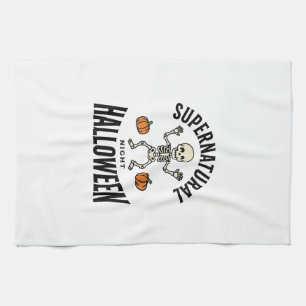Halloween Skeleton Supernatural Funny Vintage_1 Tea Towel