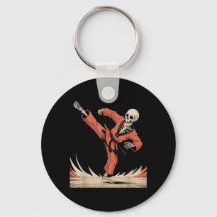 Halloween Skeleton Taekwondo Kick Funny Toddler Key Ring