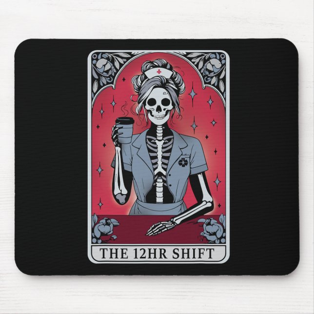 Halloween Skeleton Tarot Card The 12 Hours Shift N Mouse Mat (Front)