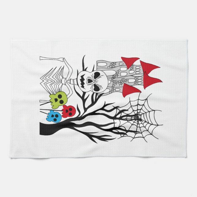 halloween skeleton   tea towel (Horizontal)